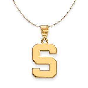 14k Yellow Gold Michigan State Medium Initial S Necklace - 22 Inch